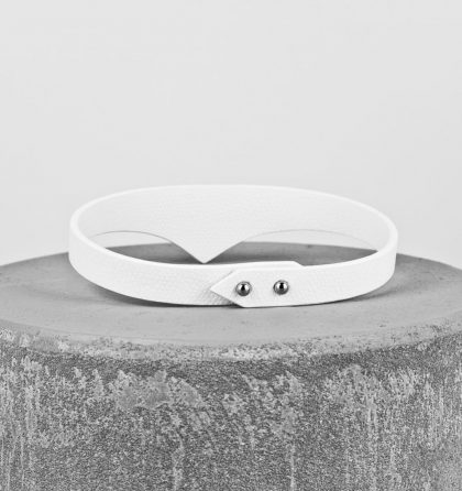 Choker alb dama din piele naturala