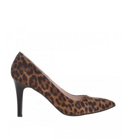 Pantofi comozi piele intoarsa animal print