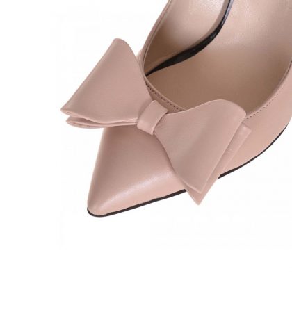 Pantofi crem piele cu toc gros din piele cu imprimeu