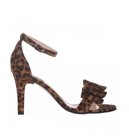 Sandale animal print din piele intoarsa cu toc jos