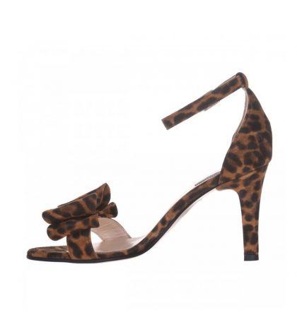 Sandale animal print din piele intoarsa cu toc jos