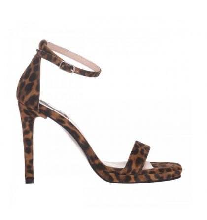 Sandale piele animal print cu toc inalt si platforma