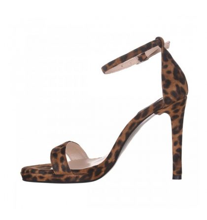 Sandale piele animal print cu toc inalt si platforma