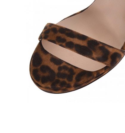 Sandale piele animal print cu toc inalt si platforma