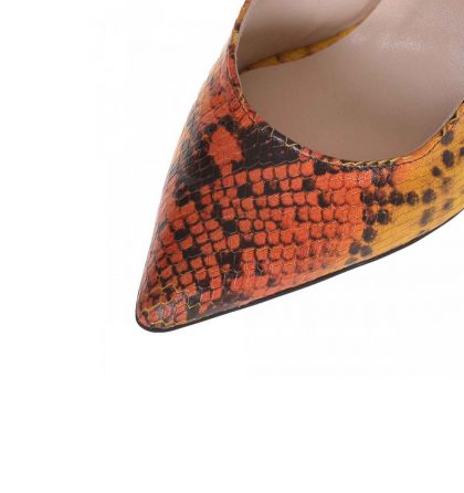 Pantofi dama decupati din piele colorata cu imprimeu croco