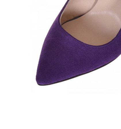 Pantofi mov stiletto din piele intoarsa