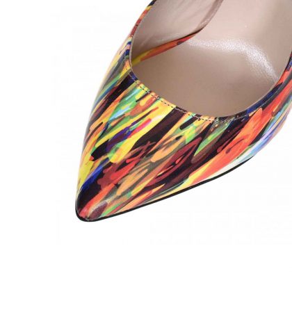 Pantofi stiletto decupati din piele colorata