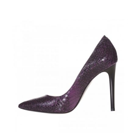 Pantofi stiletto eleganti din piele mov croco