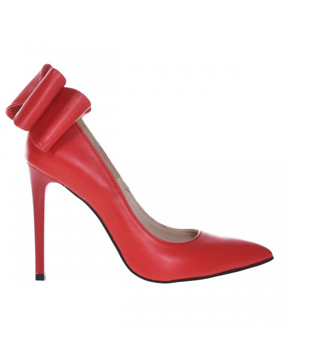 Circumference actually Marvel Pantofi rosii stiletto din piele naturala cu funda