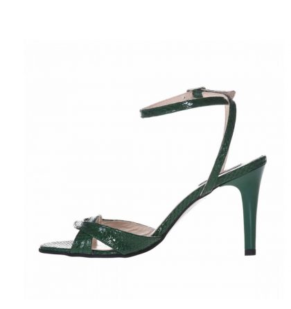 Sandale comode din piele verde croco