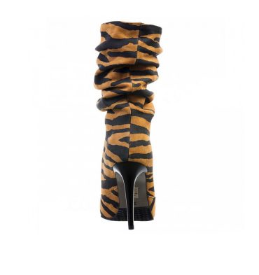 Botine animal print din piele naturala cu toc inalt