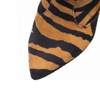 Botine animal print din piele naturala cu toc inalt