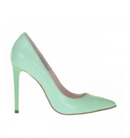 Pantofi verde menta stiletto din piele naturala