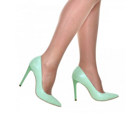 Pantofi verde menta stiletto din piele naturala