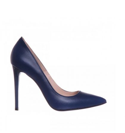 Pantofi bleumarin stiletto din piele naturala