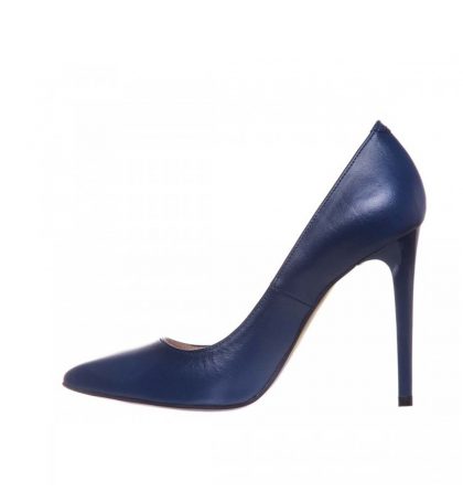 Pantofi bleumarin stiletto din piele naturala