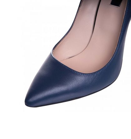 Pantofi bleumarin stiletto din piele naturala