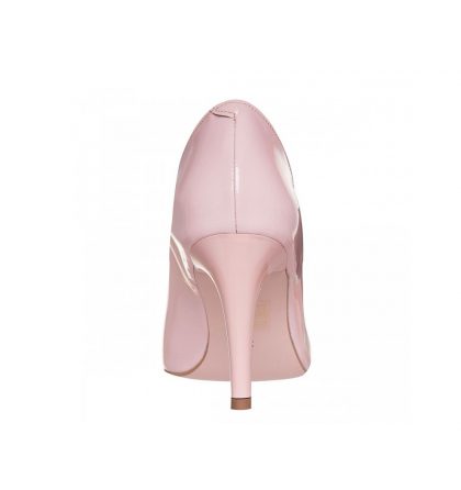 Pantofi dama piele lacuita nude roze toc comod