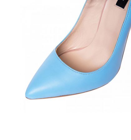 Pantofi bleu stiletto din piele naturala
