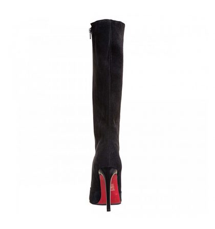 Cizme dama stiletto din piele intoarsa neagra