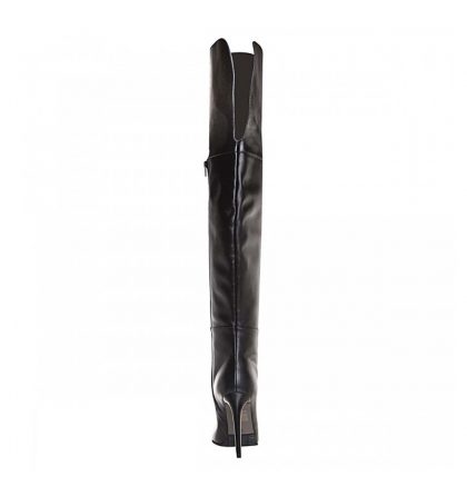 Cizme muschetar stiletto din piele neagra