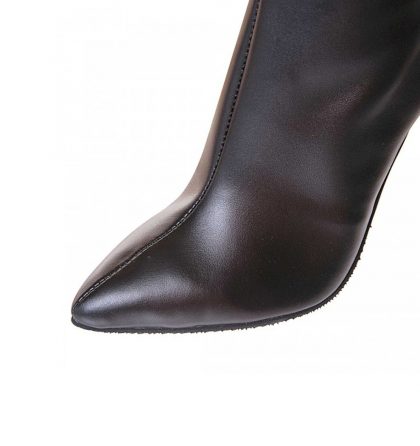 Cizme muschetar stiletto din piele neagra