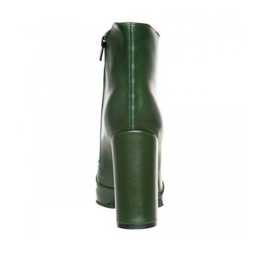 Botine dama piele verde inchis toc gros