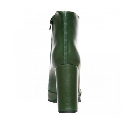Botine dama piele verde inchis toc gros