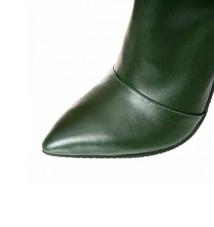 Botine dama piele verde inchis toc gros