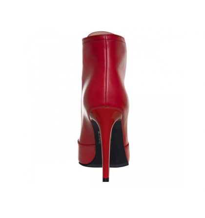 Botine rosii stiletto din piele naturala