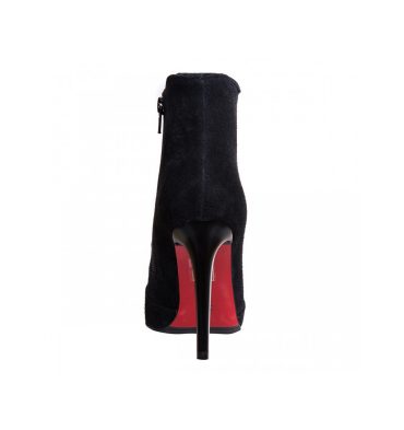 Botine negre stiletto din piele intoarsa