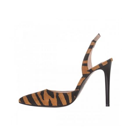 Pantofi decupati la spate din piele animal print