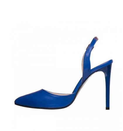Pantofi decupati stiletto din piele albastra