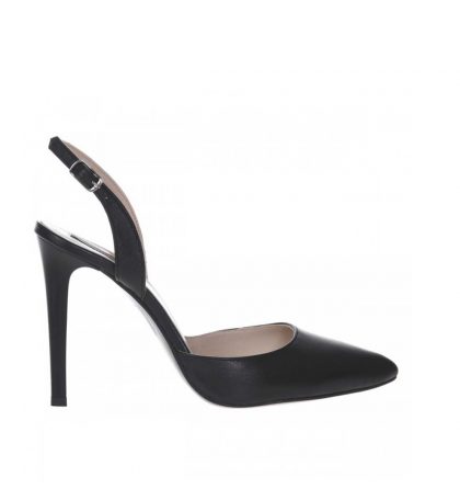 Pantofi decupati stiletto din piele neagra