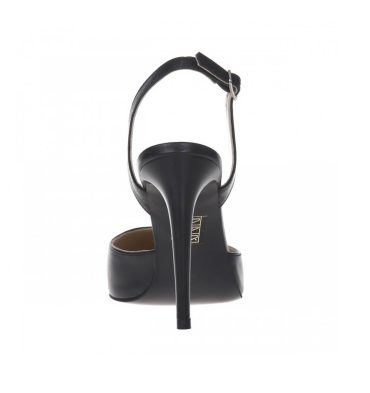 Pantofi decupati stiletto din piele neagra