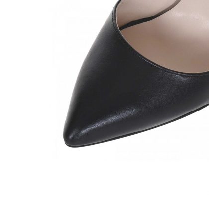 Pantofi decupati stiletto din piele neagra