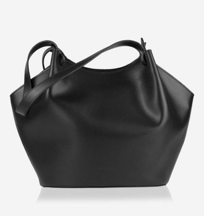 Geanta shopper neagra din piele naturala