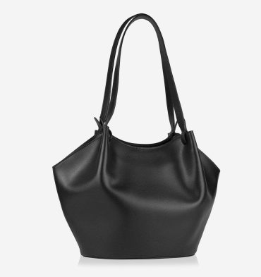 Geanta shopper neagra din piele naturala