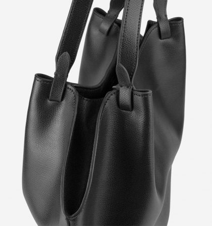 Geanta shopper neagra din piele naturala