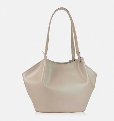 Geanta shopper nude din piele naturala